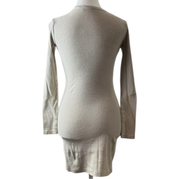 All Things Golden Ribbed Long Sleeve Bodycon Mini Dress XS Beige Neutral‎ Bundle - Picture 4 of 11
